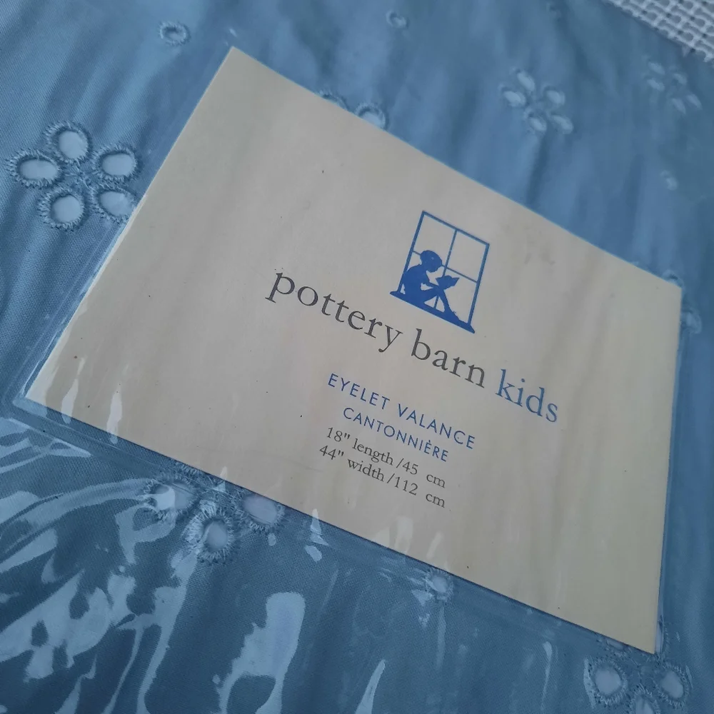 Pottery Barn Kids Eyelet Valance Tie Top Construction Baby Blue Nursery Gift